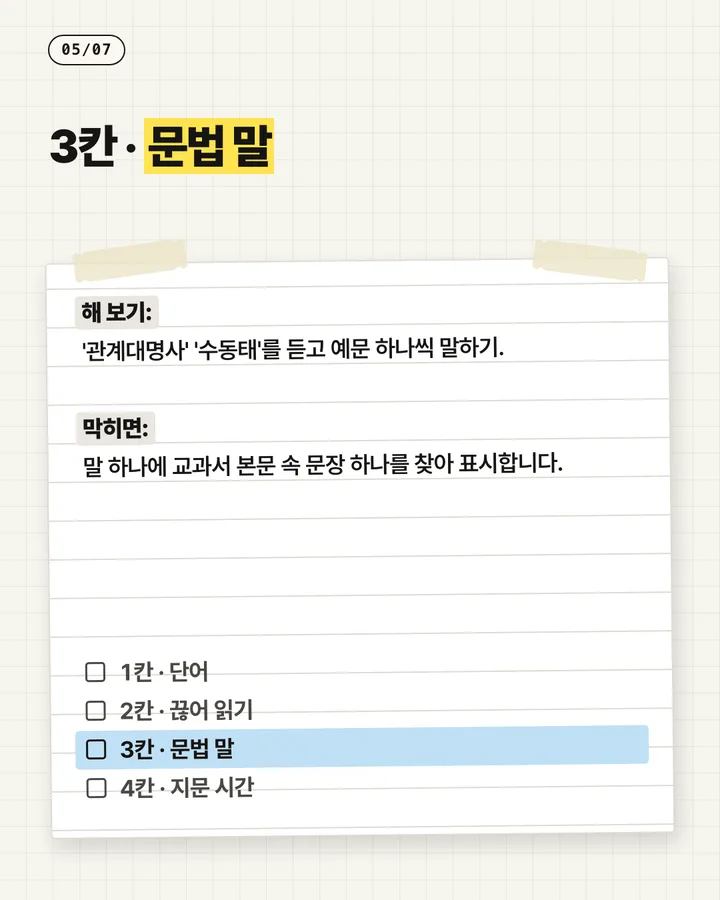 학원 카드뉴스 5장, 문법 말